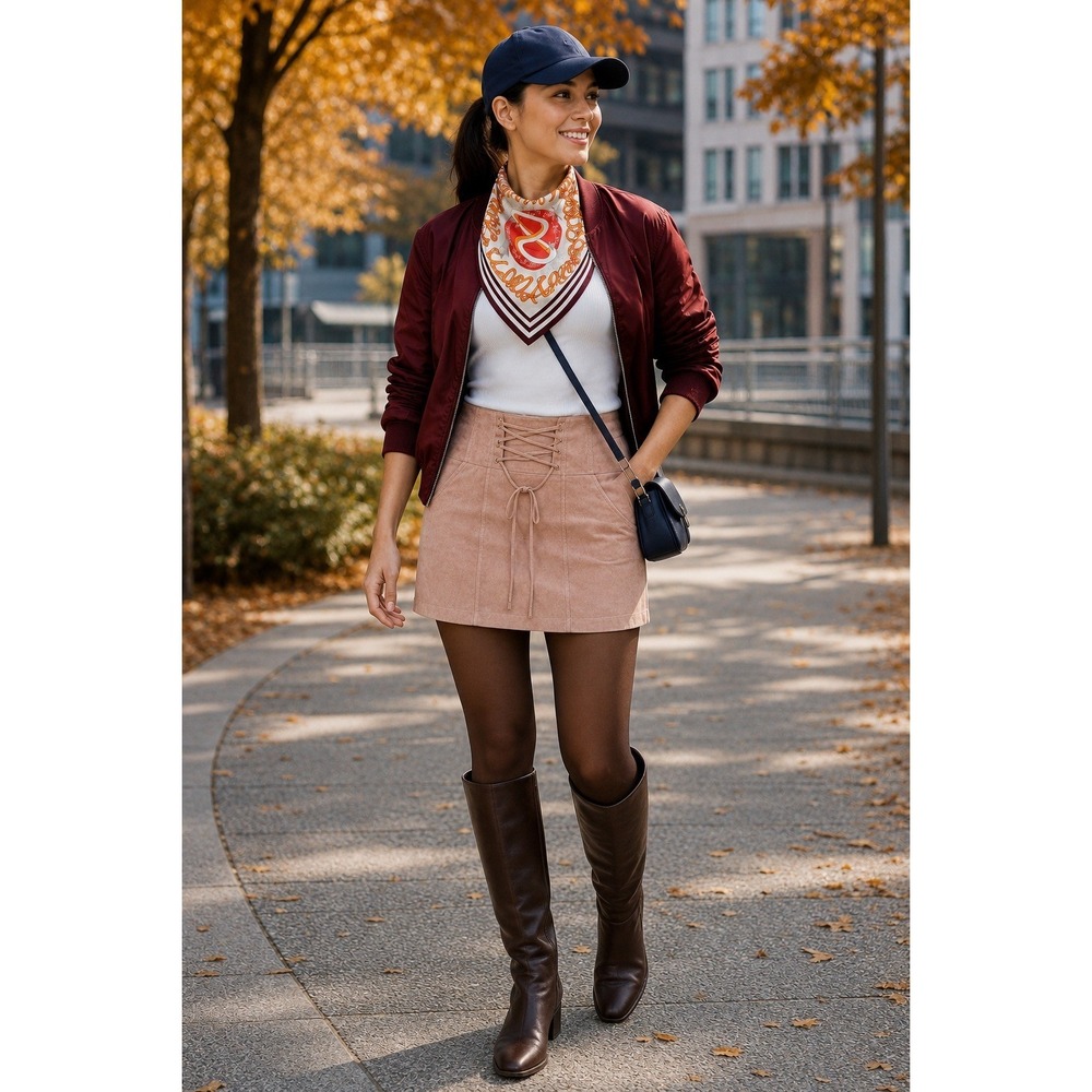 NWT Intermix Talia Goat Suede Lace Up Mini Skirt Blush Pink High Waist 2